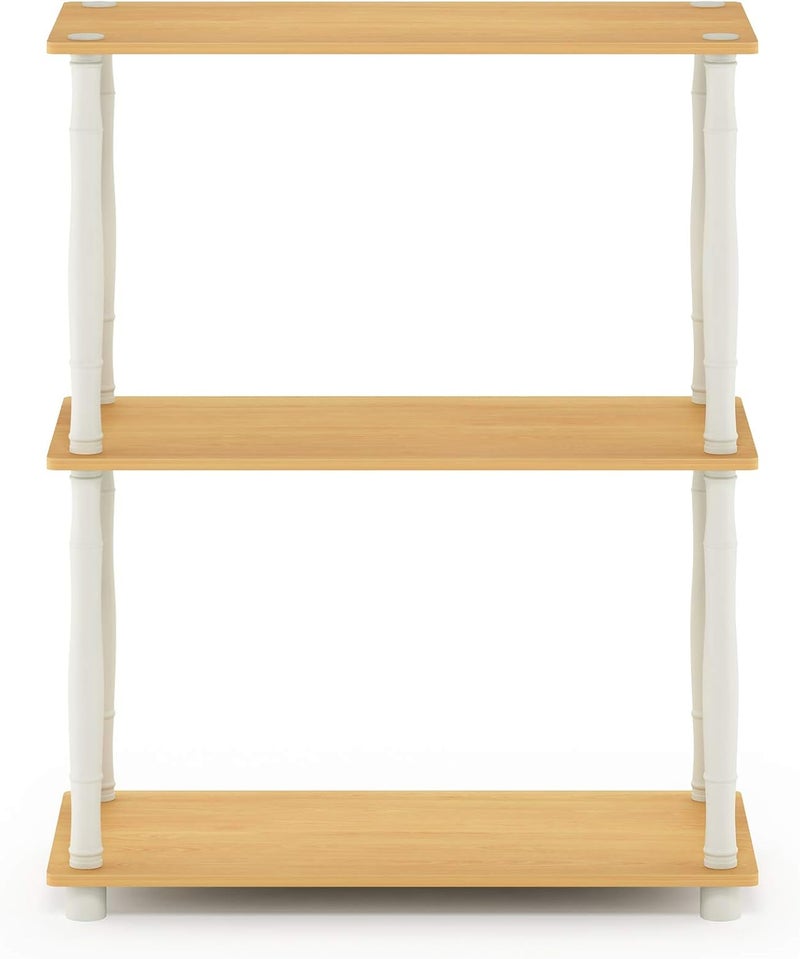 Furinno Turn-N-Tube 3-Tier Compact Multipurpose Shelf Display Rack with Classic Tube, Beech/White - Image 3
