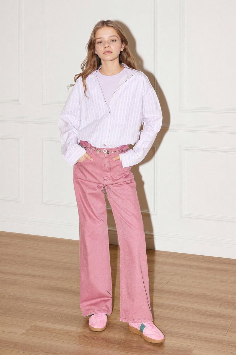 DeFacto Pink Girl Girl Wide Leg Gabardine Trousers Casual - Image 1