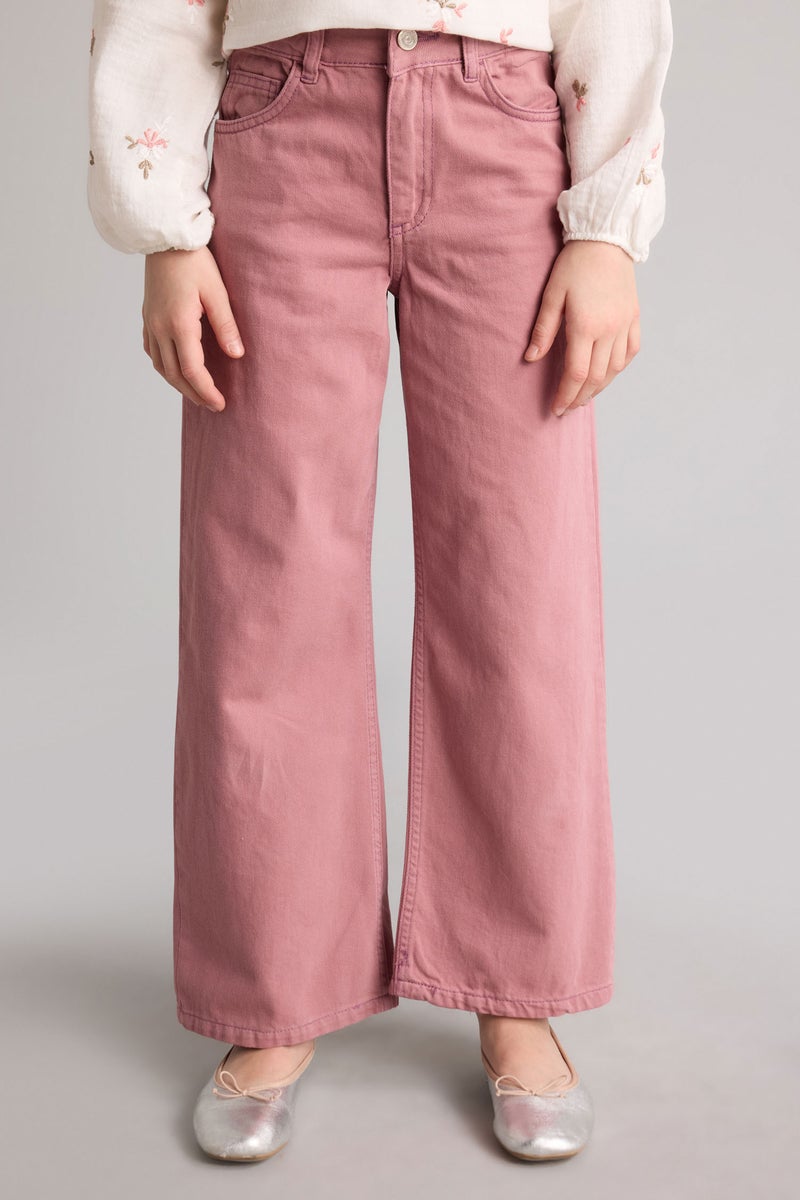 DeFacto Pink Girl Girl Wide Leg Gabardine Trousers Casual - Image 3