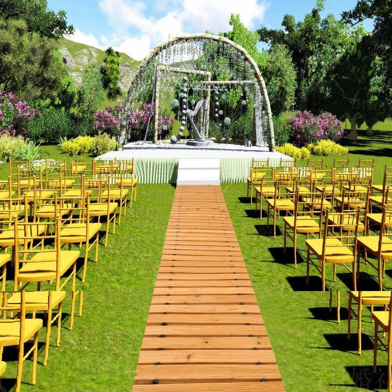 LINSHRY 10FT Wooden Garden Pathway, Outdoor Roll Out Decorative Garden Walkway, Weather-Resistant Non-Slip Hardwood Walkway Pavers for Garden, Backyard, Beach, Wedding Party Pathways - Image 5