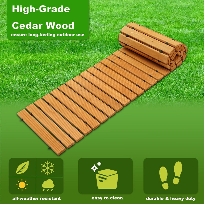LINSHRY 10FT Wooden Garden Pathway, Outdoor Roll Out Decorative Garden Walkway, Weather-Resistant Non-Slip Hardwood Walkway Pavers for Garden, Backyard, Beach, Wedding Party Pathways - Image 4