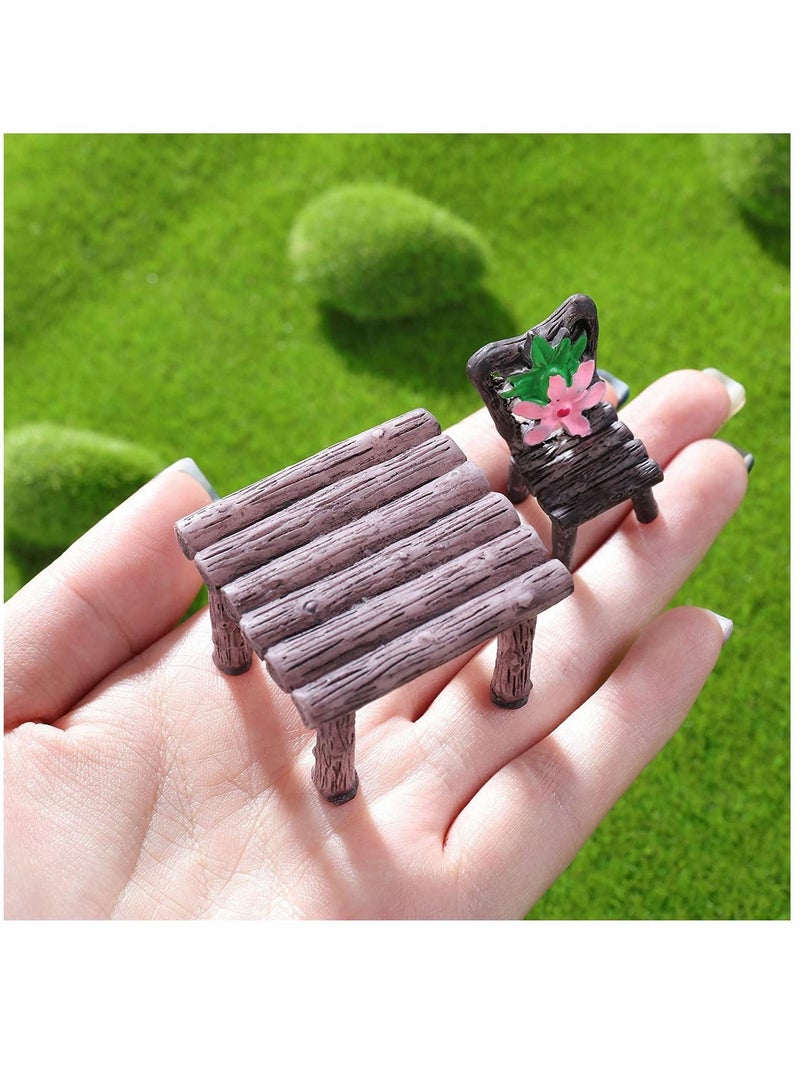Y&D Fairy Garden, Furniture Ornaments, Miniature Table and Chairs Set, Village Micro Resin Bench Chair, for Dollhouse Accessories Home Landscape Decoration 12 Pieces (Cute Style)  - Image 4