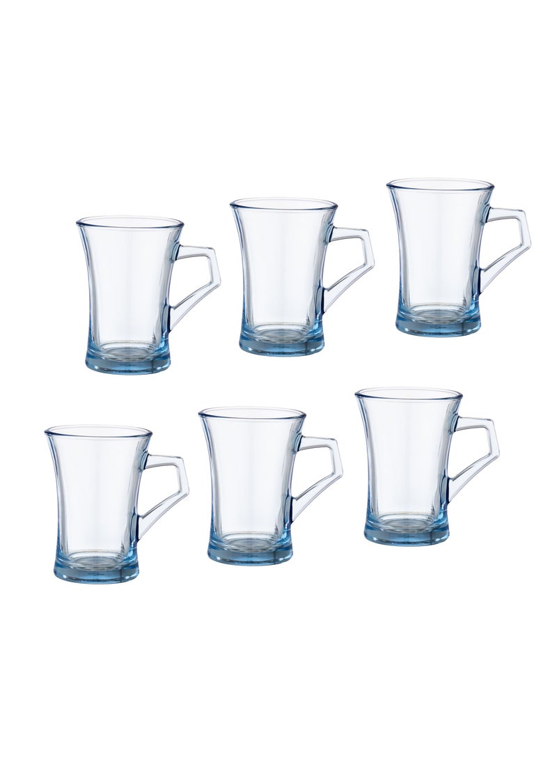 باساباش طقم اكواب شاي زجاج 6 قطع باللون السماوي الشفاف - Image 1