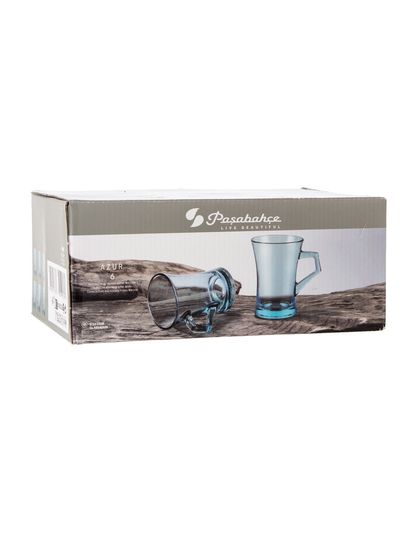 باساباش طقم اكواب شاي زجاج 6 قطع باللون السماوي الشفاف - Image 3