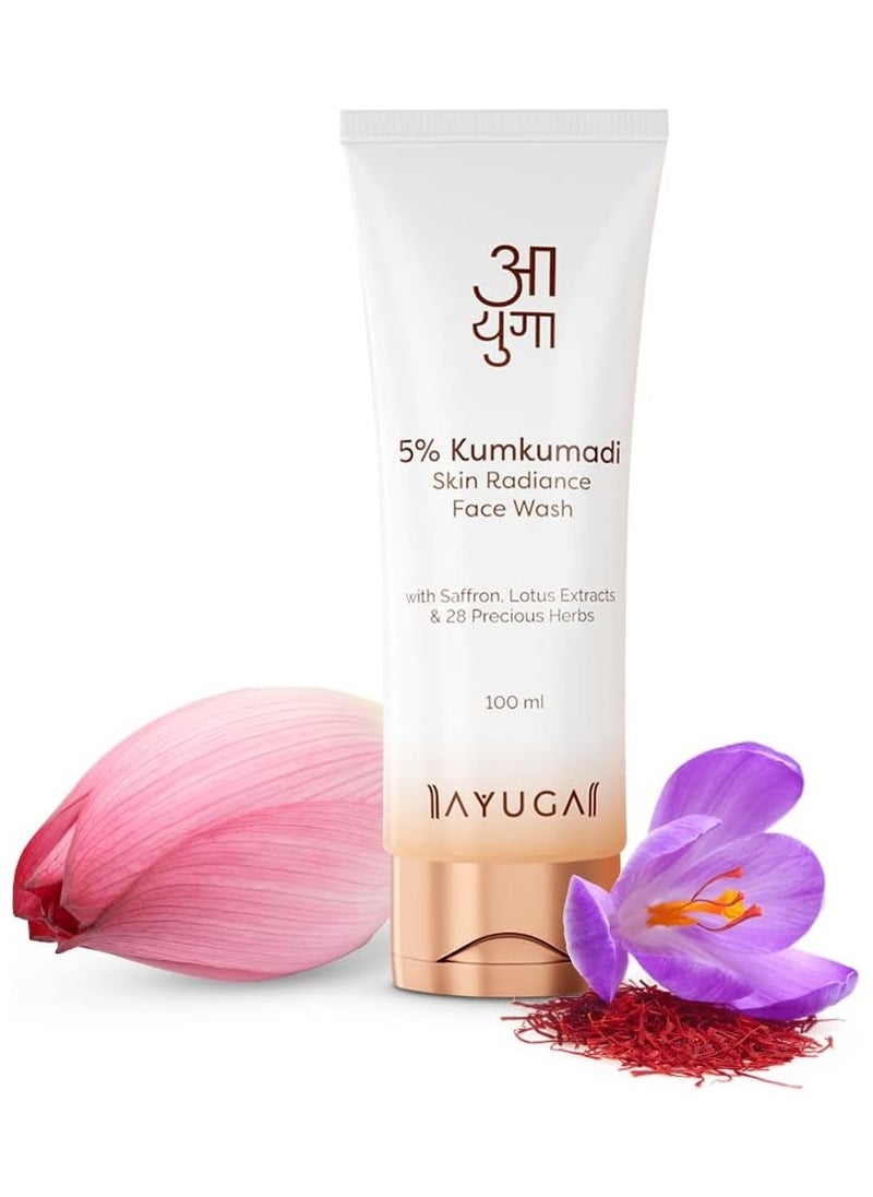 Ayuga 5% Kumkumadi Skin Radiance Face Wash with Saffron & Lotus Extracts for Dull Skin, Dirt, Pollution & Dark Spots | Daily Cleanser | 100 ml  - Image 1