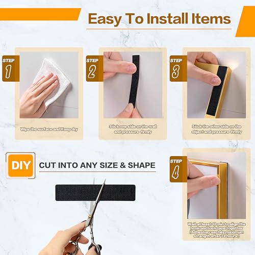 KING MOUNTAIN 1x3 Inch Hook and Loop Strips, 20 Sets Nylon Self Adhesive Tape, Double Sided Strong Back Adhesive Tape and Dots for Office, Home and Crafting, Heavy Duty, Black - Image 4