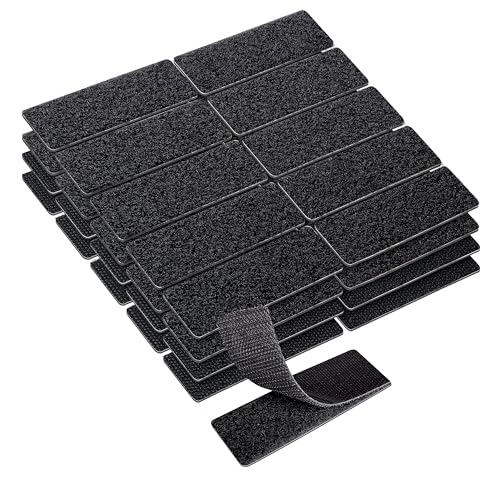 KING MOUNTAIN 1x3 Inch Hook and Loop Strips, 20 Sets Nylon Self Adhesive Tape, Double Sided Strong Back Adhesive Tape and Dots for Office, Home and Crafting, Heavy Duty, Black - Image 1