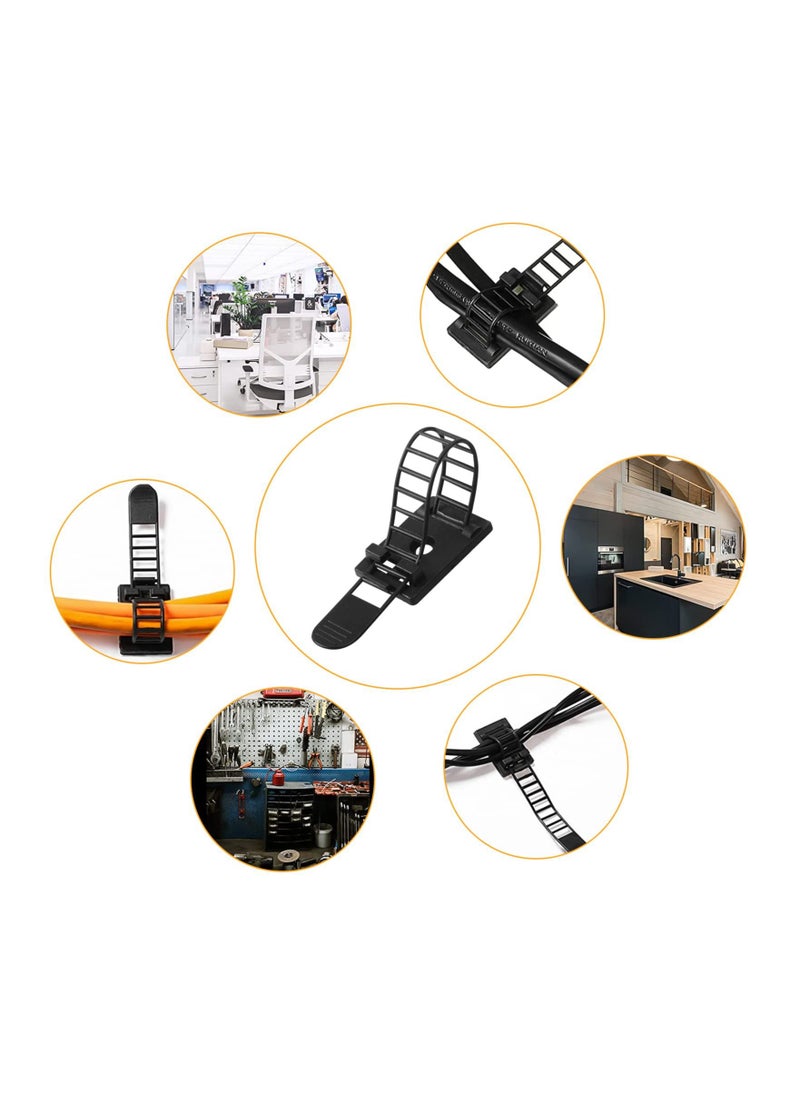 SYOSI Adjustable Cable Tie, 50 Pcs Adjustable Cable Zip Ties, Self Adhesive Cable Clips, Wire Organizer, Electric Wiring Accessories Cable Clamp Clips, Fixed Fasten Cable Tie Black  - Image 3