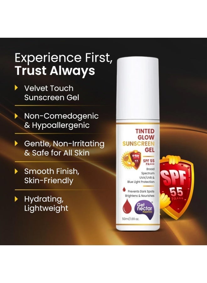 Get Nectar Happiness احصلي على جل واقي الشمس "Nectar Happiness" الملون والمُعزز للإشراق بمعامل حماية SPF 55 PA+++ | حماية واسعة النطاق من الأشعة فوق البنفسجية (UVA وUVB) | لا يسبب انسداد المسام | مناسب لجميع أنواع البشرة - 50 مل (2) - Image 2
