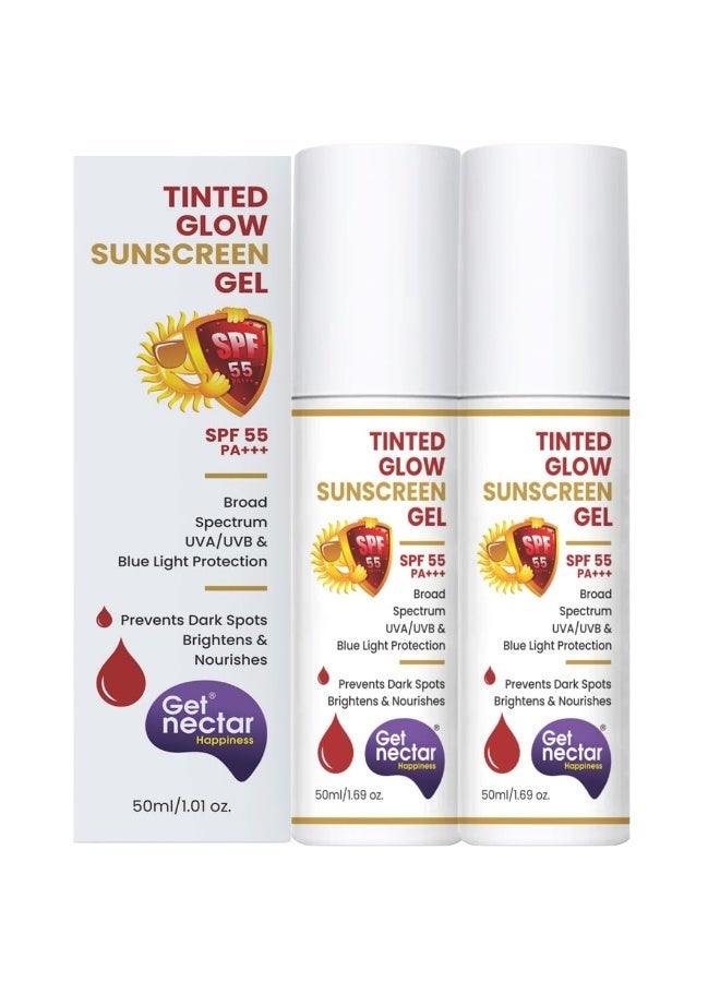 Get Nectar Happiness احصلي على جل واقي الشمس "Nectar Happiness" الملون والمُعزز للإشراق بمعامل حماية SPF 55 PA+++ | حماية واسعة النطاق من الأشعة فوق البنفسجية (UVA وUVB) | لا يسبب انسداد المسام | مناسب لجميع أنواع البشرة - 50 مل (2) - Image 1