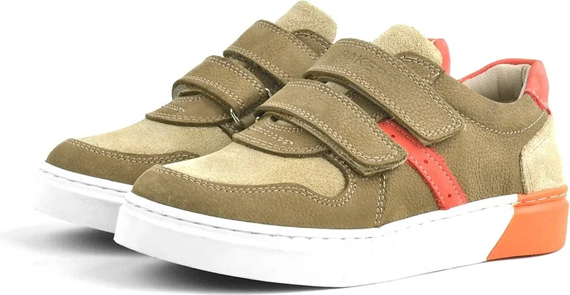 Rakerplus Genuine Leather Sand Color Boys Sneaker with Velcro