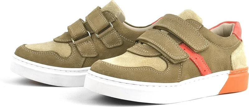 Rakerplus Genuine Leather Sand Color Boys Sneaker with Velcro