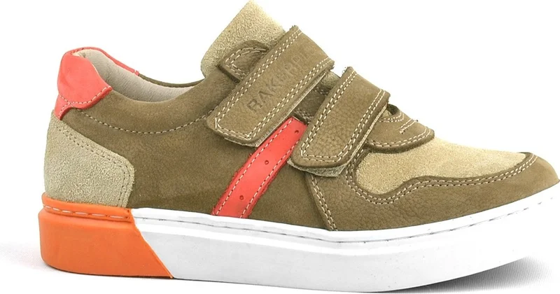 Rakerplus Genuine Leather Sand Color Boys Sneaker with Velcro