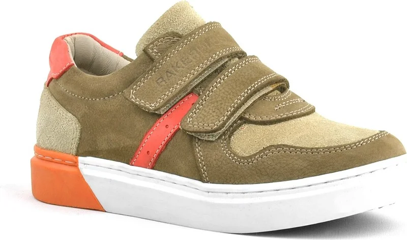 Rakerplus Genuine Leather Sand Color Boys Sneaker with Velcro