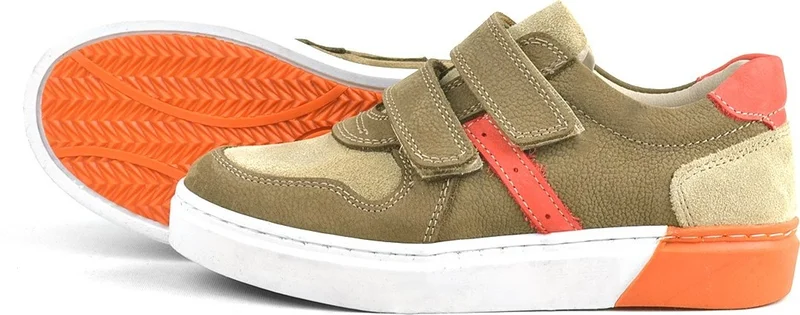 Rakerplus Genuine Leather Sand Color Boys Sneaker with Velcro