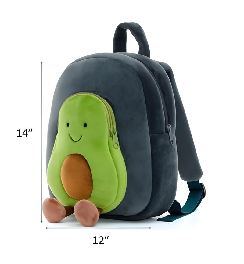 Delicado Plush Avocado Kids Backpack | Soft Lightweight Toddler Nursery Preschool School Travel Bag for Boys & Girls Age 1-5 Years | 14 Inch Green - Image 5