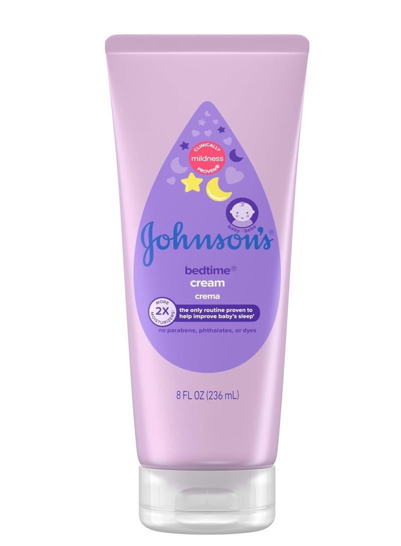 Johnson's Baby Bedtime Moisturizing Body Cream, Relaxing Aromas, Night Time Baby Massage Cream for Dry Skin Relief, Hypoallergenic, No Parabens, Phthalates or Dyes, 8 fl. oz