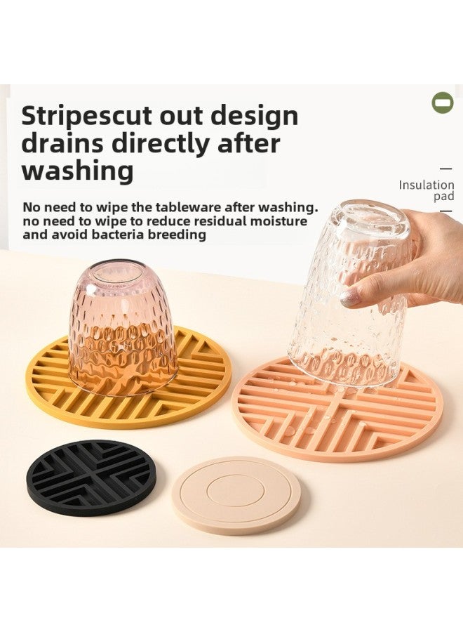 High Temperature Resistant Silicone Heat Insulation Pad Dining Table Food Pad Household Anti-scalding Advanced Sense Sand Pot Pad Bowl Tea Cup Pad Thickened-Color:9cm Coaster-light Lotus Color  - Image 3