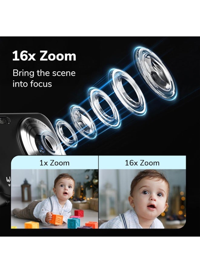 برو ميج كاميرا رقمية PROMAGE PC95 باللون الأسود – بدقة 44 ميجابكسل، فيديو 1080p، شاشة 2.4 بوصة، تقريب 16X، قابلة لإعادة الشحن، مع حقيبة حمل SOLIBAG - Image 3