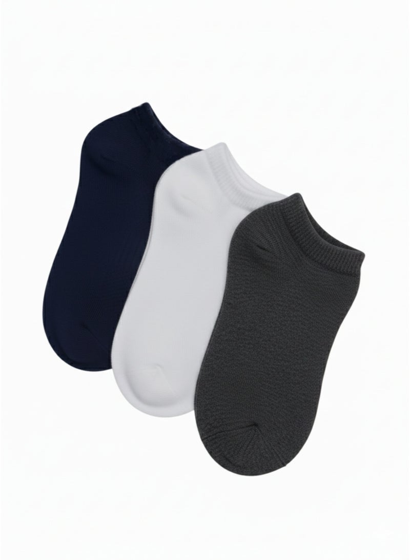 مجموعة من ثلاث أزواج جوارب كاجوال خليط قطني قصيرة - Image 1