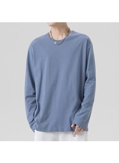 Generic Loose-Fit Long Sleeve T-Shirt Casual Sweatshirt Inner Trendy Base Layer Top For Men Youth Spring Season New Arrival White Fog blue  - Image 1