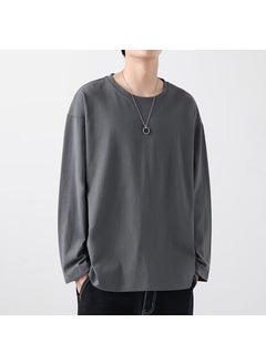 Generic Loose-Fit Long Sleeve T-Shirt Casual Sweatshirt Inner Trendy Base Layer Top For Men Youth Spring Season New Arrival White Fog blue  - Image 4