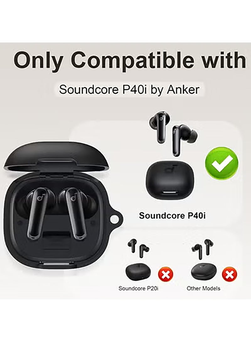 Silicone Case for Anker Soundcore P40i Case Cover with Keychain/Cleaner Kit (Black)  - Image 2
