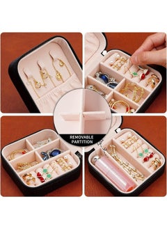 TRAVEL Small Leather Jewelry Organizer, Rings, Earrings, Necklaces, Bracelets, Jewelry Box, Jewelry Storage Box, Cosmetic Box (Black)  - Image 3