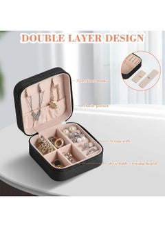 TRAVEL Small Leather Jewelry Organizer, Rings, Earrings, Necklaces, Bracelets, Jewelry Box, Jewelry Storage Box, Cosmetic Box (Black)  - Image 4