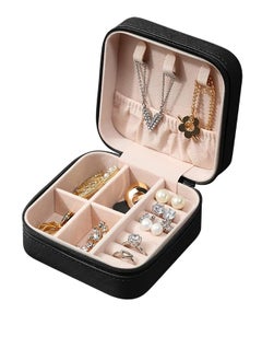 TRAVEL Small Leather Jewelry Organizer, Rings, Earrings, Necklaces, Bracelets, Jewelry Box, Jewelry Storage Box, Cosmetic Box (Black)  - Image 1
