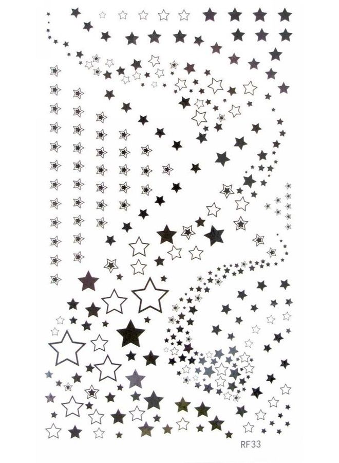 MapofBeauty Black and White Brilliant Star Temporary Waterproof Tattoos Body Art Sticker (2 pcs/lot) 