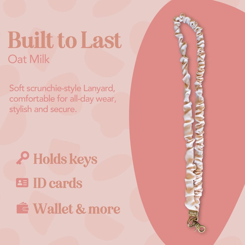 ANDI Neck Lanyard For Women - Scrunchie Cute Lanyard for Keys, Id Card Holder, Wallet - Aesthetic Long Lanyard (Oat Milk) - Image 3