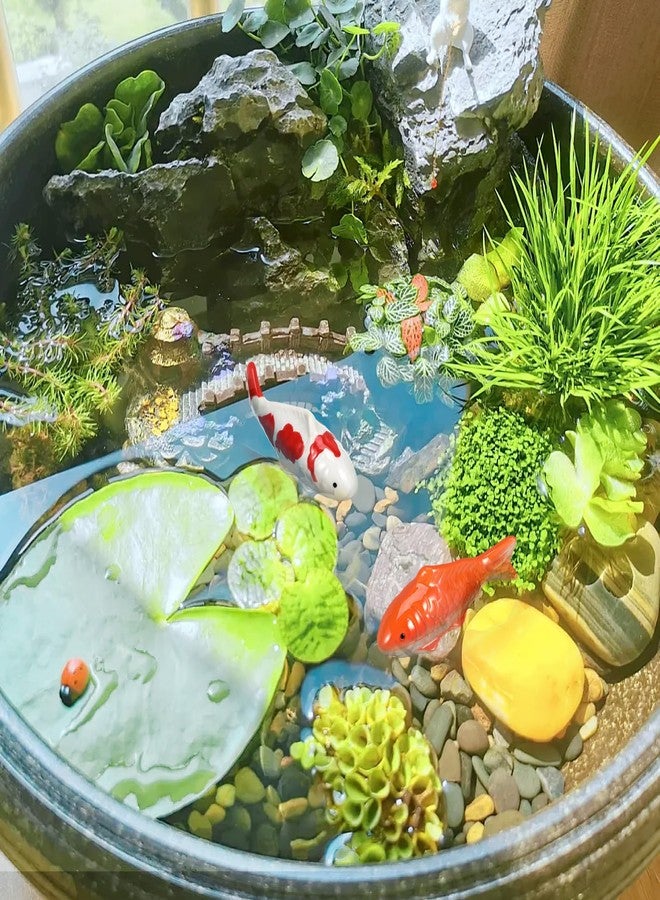 TOYANDONA Ceramic Floating Koi Fish - 2pcs Artificial Floating Fish Fake Goldfish Decor for Aquarium Tank Fountain Decorations - Image 5