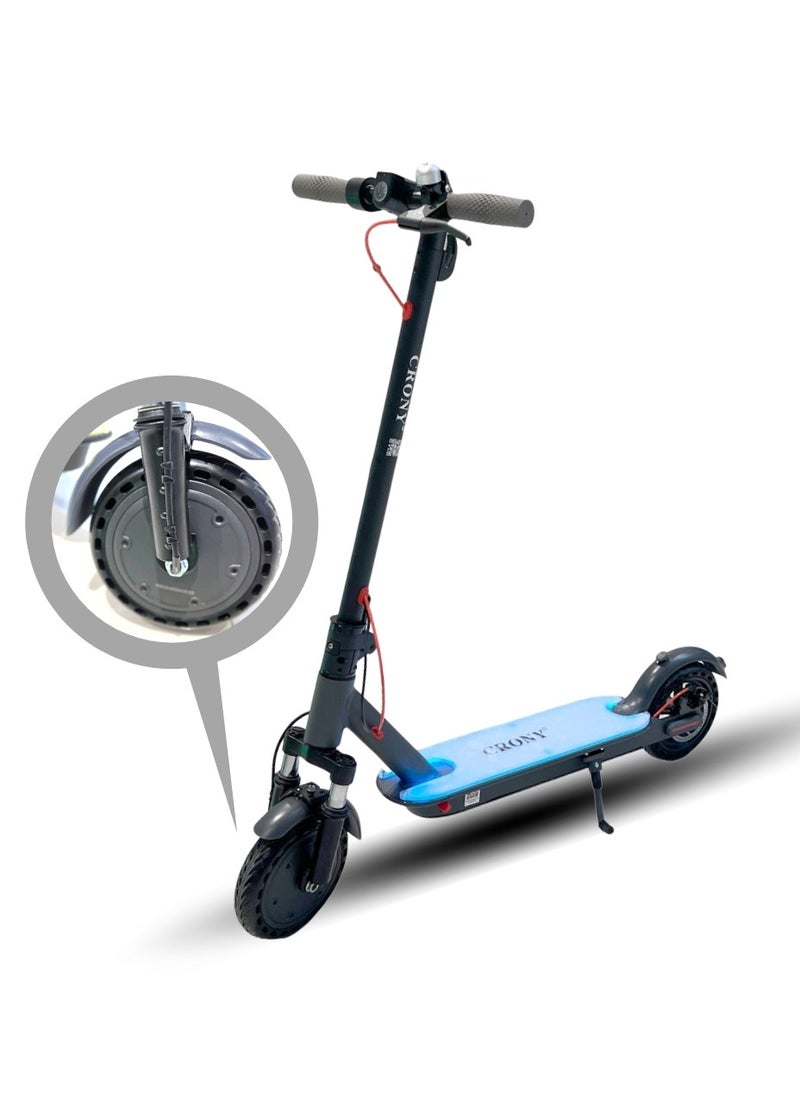 Crony W563 E-Scooter 250W Motor, 25-45KN/H Speed, 10-25KM Range, Front Suspension, Durable Honeycomb Tires,Smart App Control,Aluminum Alloy Frame, 100KG Max Load, 36V/7.8AH Battery,Easy Folding, LED Light Base, Commuter Electric Scooter for Adults & Kids, Portable, Lightweight Design, Durable Honeycomb Tires, Bluetooth Connectivity, Ideal for Daily Commute & Leisure Rides, 3-5 Hours Charging Time, Normal/Disc Brakes, IPX4 Waterproof, 7 Colors LED Deck Lights, Black  - Image 1