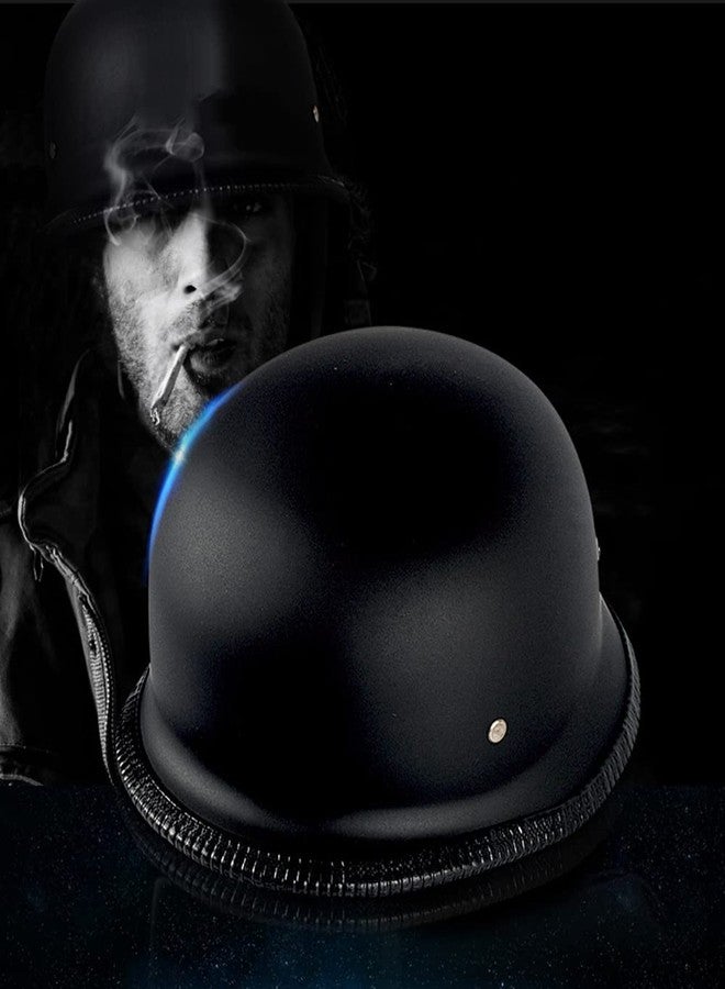 ZJHELM German Half Helmet,Adult Summer Handmade Personality Vintage Casco ,Motorcycle Helmet Scooter Cool Helmet for Men and Women (Black, X-Large) - Image 4