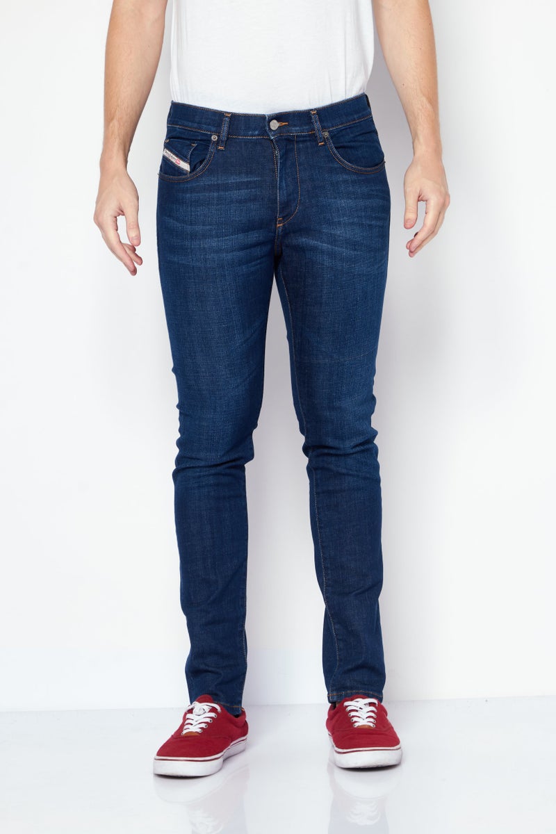 DIESEL جينز دنيم ضيق للرجال 2019 بتصميم D-Strukt بلون غامق وقابل للتمدد، أزرق داكن - Image 1