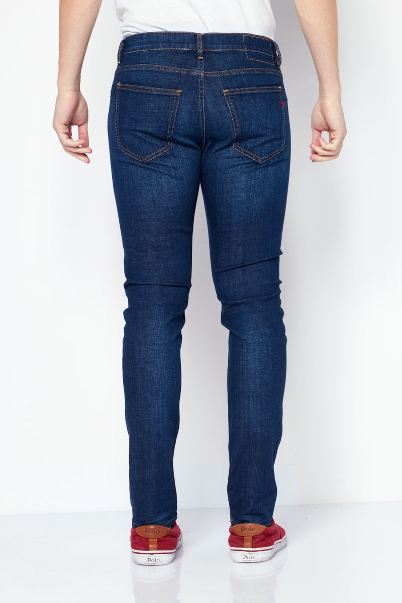 DIESEL جينز دنيم ضيق للرجال 2019 بتصميم D-Strukt بلون غامق وقابل للتمدد، أزرق داكن - Image 4