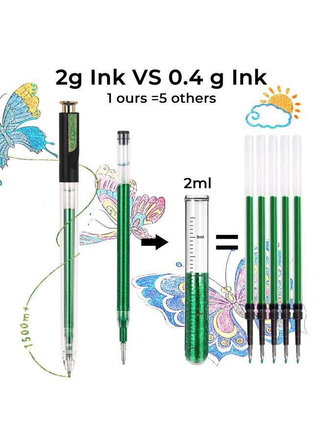 ZSCM Retractable Super Glitter Gel Pens, 24 Colors Large Capacity Metallic Sparkle Gel Ink Pens, 1 mm Fine Point Smooth Writing Color Pen for Adult Coloring Book Note Taking Aesthetic Art Supplies - Image 3
