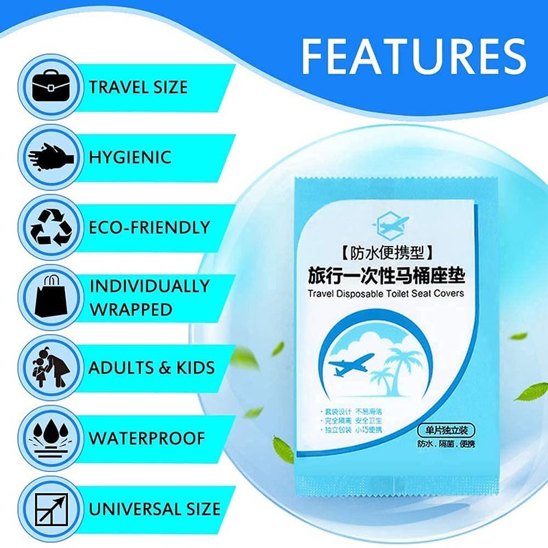Disposable Toilet Seat Covers: Transparent Waterproof - Portable Toilet Seat Protectors for Public Restrooms Travel Hygiene Use - Image 2