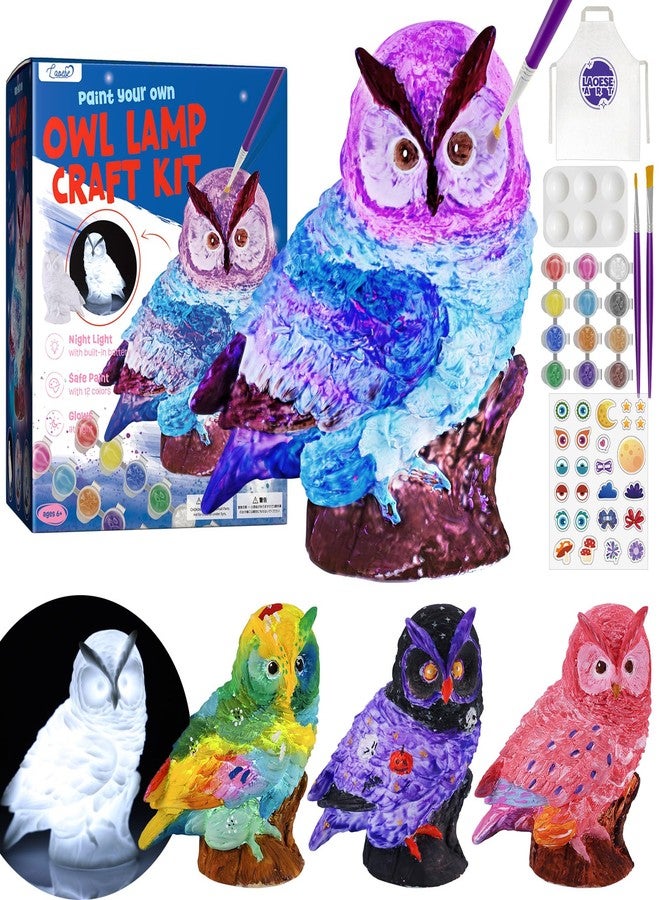 LAOESE Paint Your Own Owl Lamp Kit, Art Supplies Painting Kits for Kids 6-12, Arts and Crafts for Kids Ages 8-12, Owl Toy Girls Boys Halloween Birthday Christmas Gifts Ages 3 4 5 6 7 8 9 10 11 12+ - Image 1