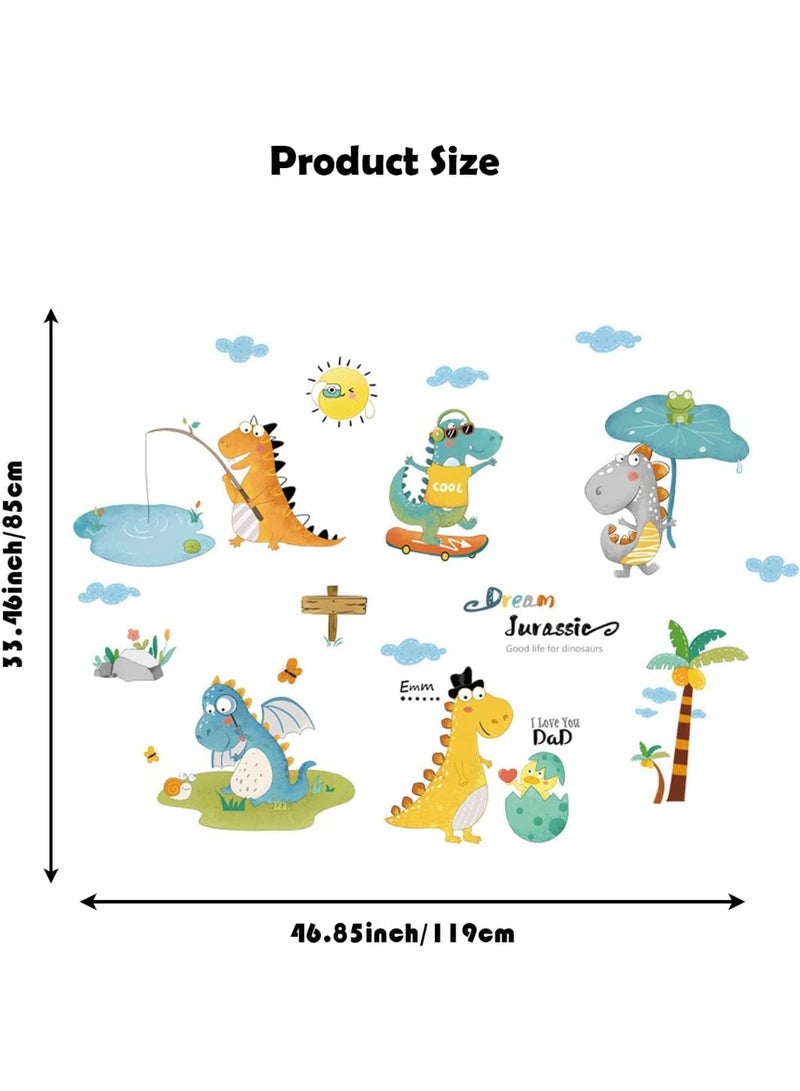 SYOSI Dinosaur Wall Decals, Cartoon Tyrannosaurus Rex and Egg Vinyl Stickers, Removable Nursery Wall Art for Boys' Room, Playroom, and Living Room Decor (Multi-Color, 25-Piece Set) - Image 5