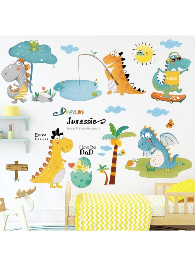 SYOSI Dinosaur Wall Decals, Cartoon Tyrannosaurus Rex and Egg Vinyl Stickers, Removable Nursery Wall Art for Boys' Room, Playroom, and Living Room Decor (Multi-Color, 25-Piece Set) - Image 4