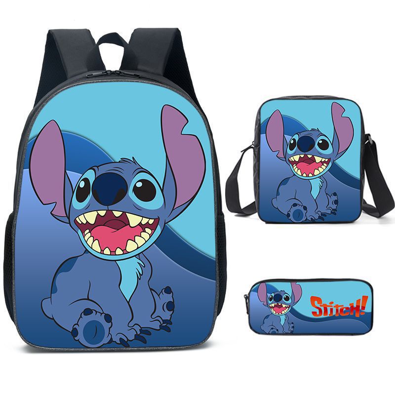 Amazon New Cartoon stitch stitch Three-Piece Set Schoolbag Backpack Backpack for Primary and Secondary School Students I style 