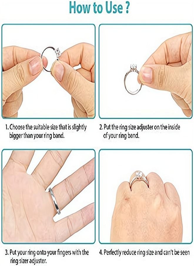 SYOSI - Ring Size Adjuster, 8 Pcs Invisible Ring Size Adjuster for Loose Rings with 8 Sizes, Ring Adjuster Fit Any Rings Guard Spacer, Ring Size Reducer Spacer Ring Guard - Image 1