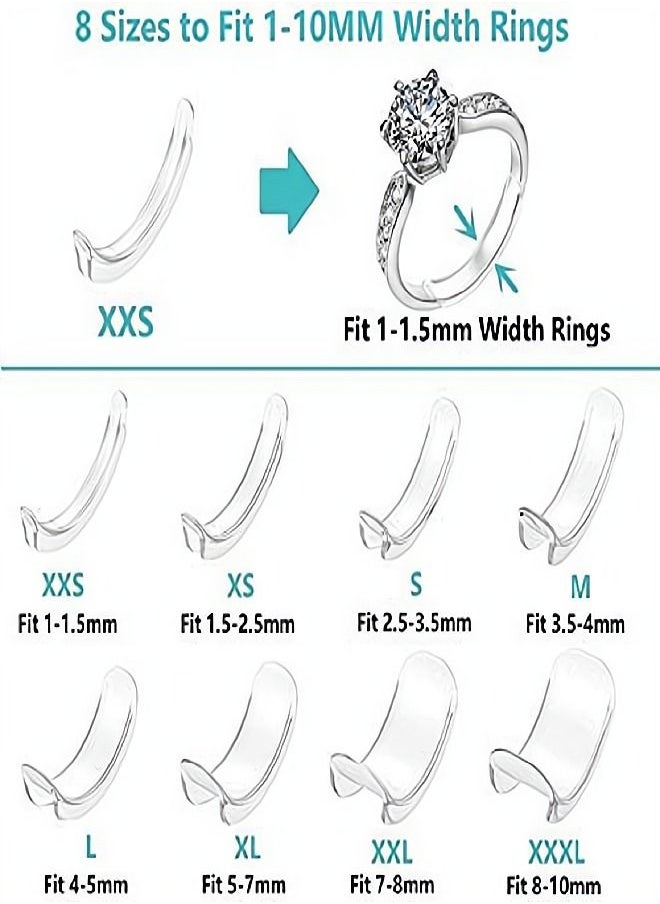 SYOSI - Ring Size Adjuster, 8 Pcs Invisible Ring Size Adjuster for Loose Rings with 8 Sizes, Ring Adjuster Fit Any Rings Guard Spacer, Ring Size Reducer Spacer Ring Guard - Image 1