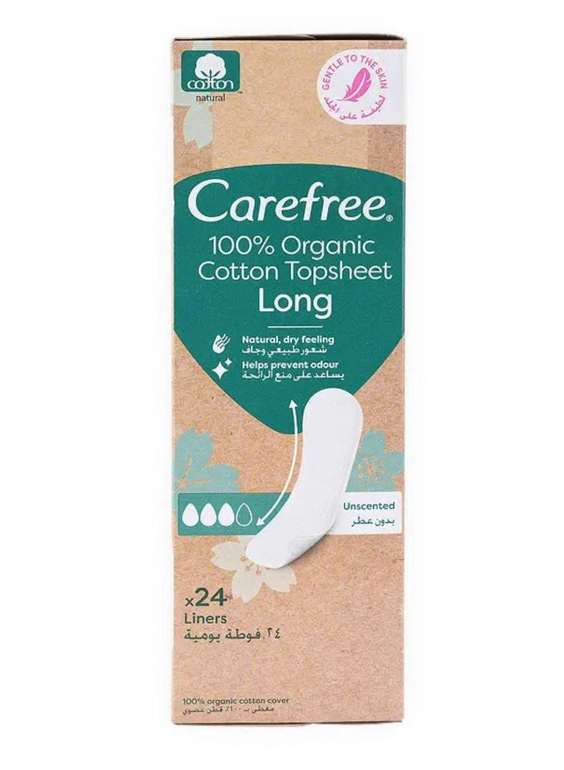 Carefree 100% Organic Cotton Topsheet Long Size 24 Pads - Image 1