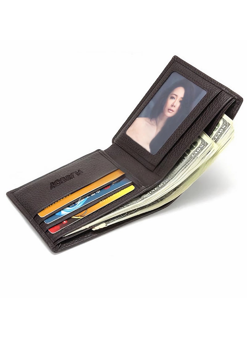 PLAYBOY Classic Dark Brown Genuine Leather Wallet - Men's Business & Casual Money Clip - Image 2