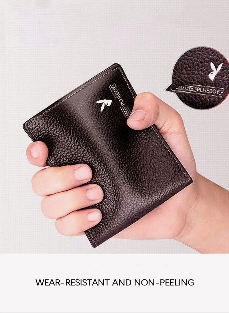 PLAYBOY Classic Dark Brown Genuine Leather Wallet - Men's Business & Casual Money Clip - Image 4