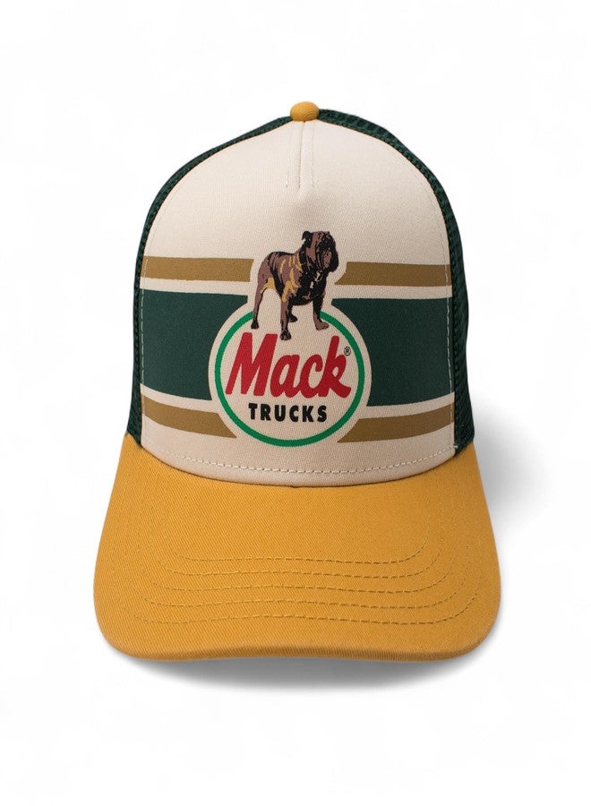 AMERICAN NEEDLE Mack Trucks Officially Licensed Sinclair Trucker Apparel Adjustable Baseball Hat, Dark Green/Ivory/Mustard (21001A-MACKT-DGIM) - Image 2