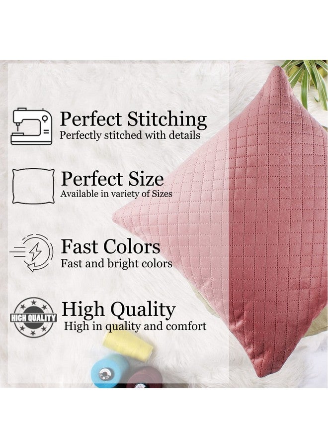 STITCHNEST Set of 2 Cushion Cover | Quilted Velvet | Peach| Soft & Premium Look | 12x12 Inches | Fit for Sofa & Living Room Décor - Image 2